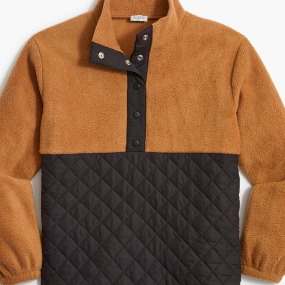 J. Crew Tops | Quilted Half Zip Sherpa | Color: Black/Tan | Size: L |